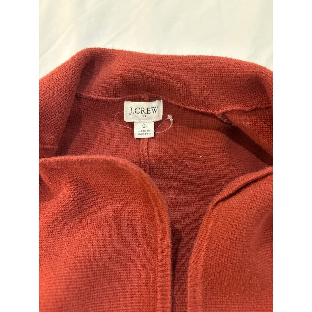 J.Crew Womens Sweater Blazer Rust Orange Red 100% Cotton Knit Cardigan Small - Picture 3 of 5
